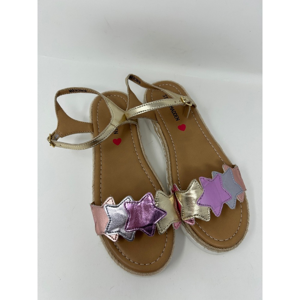 Steve Madden Womens Star Platform Sandals Metallic Gold Pink Purple Size 5M